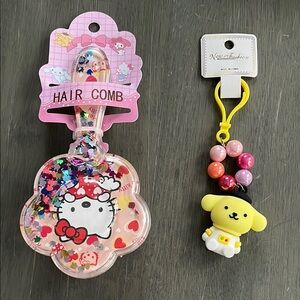 Hello Kitty Hair Comb and Dog Keychain Set- Choose one set